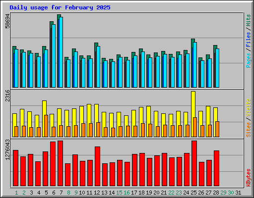 Daily usage for February 2025